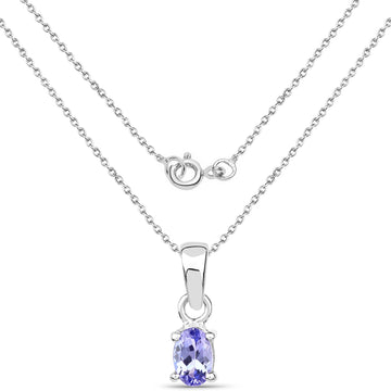 0.44 carat Genuine Tanzanite .925 Sterling Silver Pendant